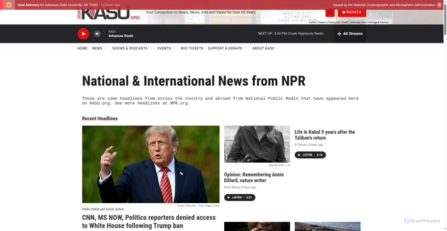 Security scan screenshot of https://www.kasu.org/national-international-news-from-npr