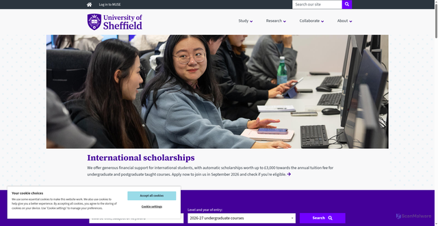 Security scan screenshot of https://sheffield.ac.uk/