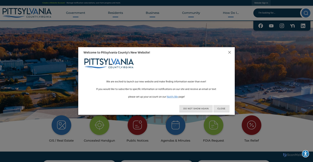 Security scan screenshot of https://www.pittsylvaniacountyva.gov