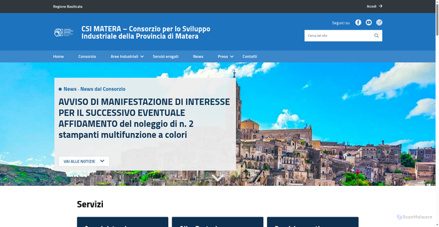 Security scan screenshot of https://www.csi.matera.it/