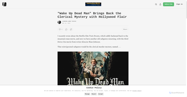Security scan screenshot of https://learningaboutmovies.substack.com/p/wake-up-dead-man-brings-back-the