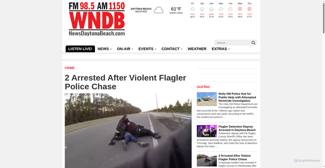 Security scan screenshot of https://www.newsdaytonabeach.com/stories/2-arrested-after-violent-flagler-police-chase,147892
