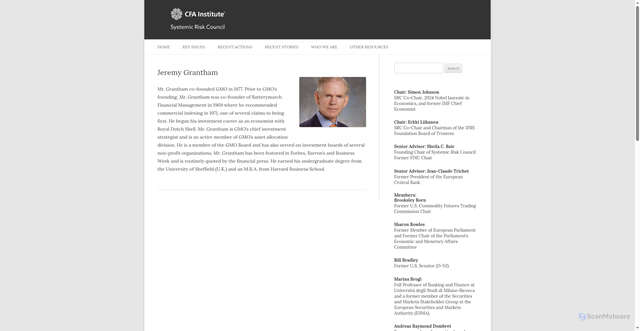 Security scan screenshot of https://www.systemicriskcouncil.org/members/jeremy-grantham/