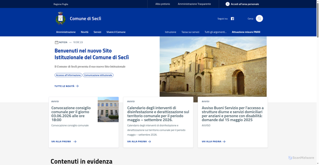 Security scan screenshot of https://www.comune.secli.le.it