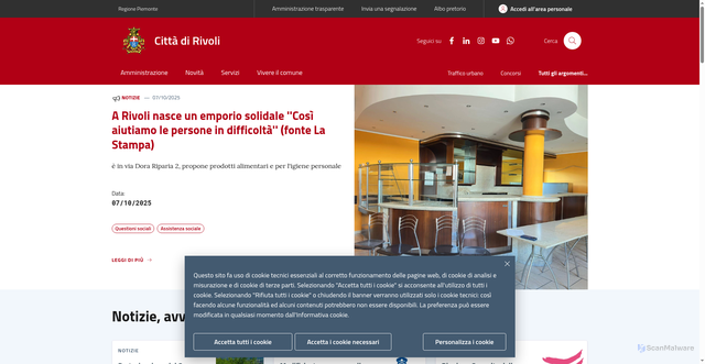 Security scan screenshot of https://www.comune.rivoli.to.it/