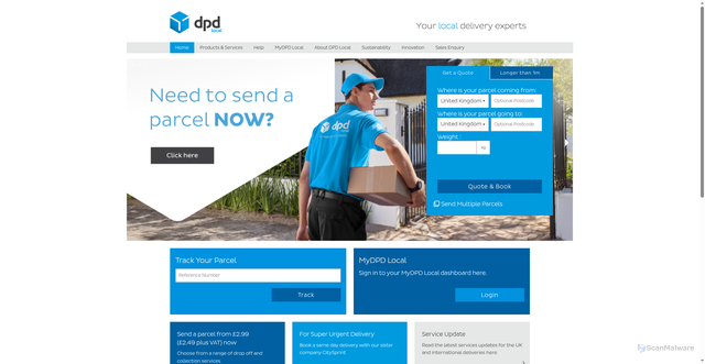 Security scan screenshot of https://www.dpdlocal.co.uk