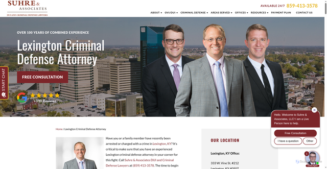 Security scan screenshot of https://suhrelawlexington.com/lexington-criminal-defense-attorney/