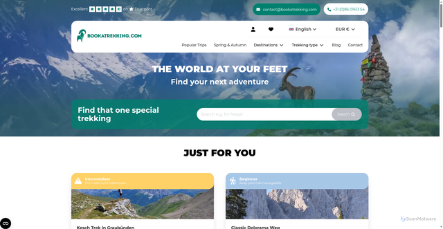 Security scan screenshot of https://bookatrekking.com