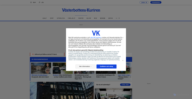 Security scan screenshot of https://www.vk.se/