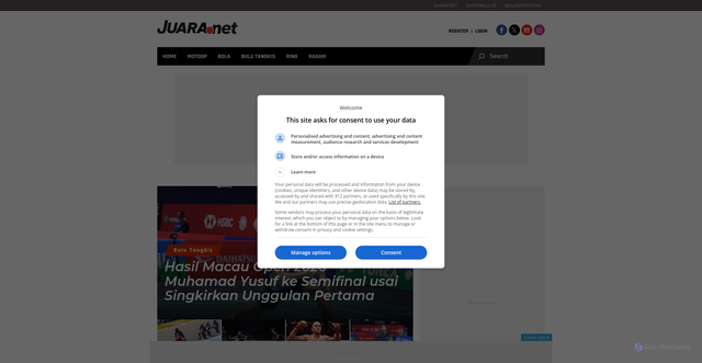 Security scan screenshot of https://juara.net