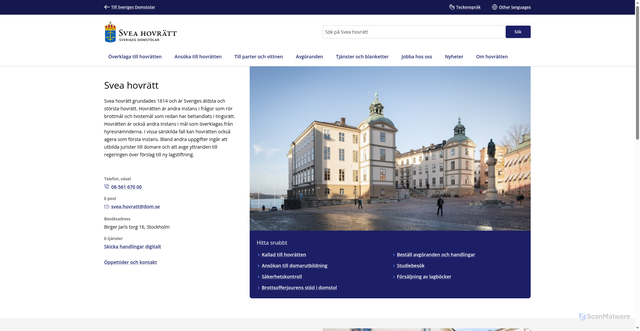 Security scan screenshot of https://www.domstol.se/svea-hovratt/