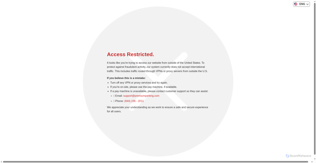 Security scan screenshot of https://premiumparking.com