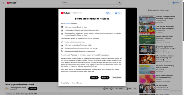 Security scan screenshot of https://www.youtube.com/watch?utm_source=T%C3%A4llbergsg%C3%A5rdens+Hotell&utm_campaign=b3f8c9bbe1-EMAIL_CAMPAIGN_2023_12_23_07_48_COPY_01&utm_medium=email&utm_term=0_-48849fa2e7-289624789&v=WmQMfElQSVE&feature=youtu.be