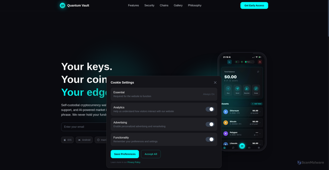 Security scan screenshot of https://quantumvaultapp.pages.dev/
