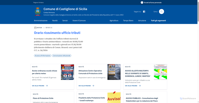 Security scan screenshot of https://www.comune.castiglionedisicilia.ct.it/