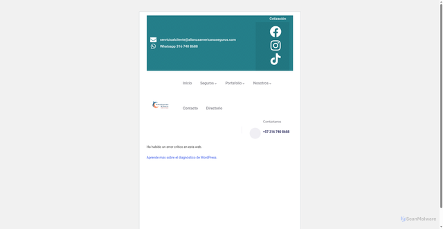 Security scan screenshot of https://alianzaamericanaseguros.com