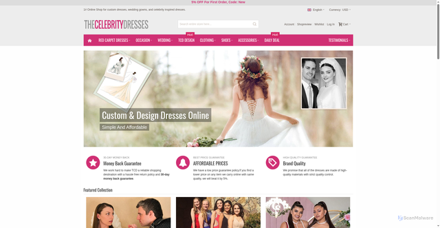 Security scan screenshot of https://thecelebritydresses.com