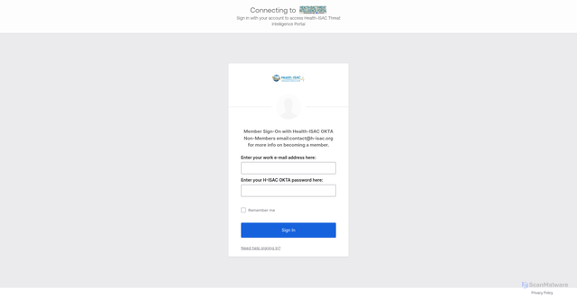 Security scan screenshot of https://health-isac.cyware.com
