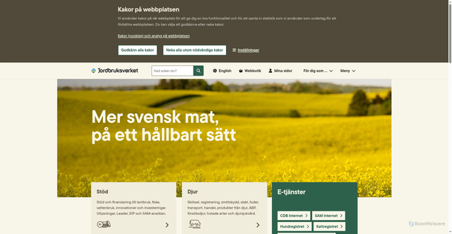 Security scan screenshot of https://www.sjv.se