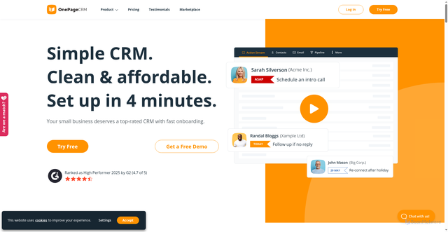Security scan screenshot of https://onepagecrm.com