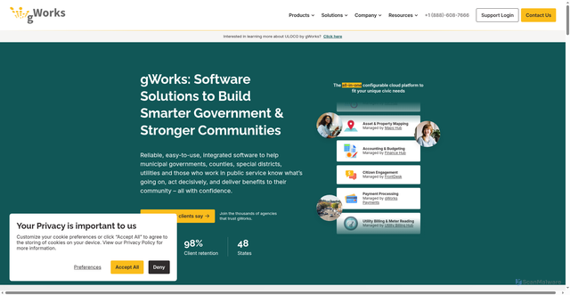 Security scan screenshot of https://gworks.com
