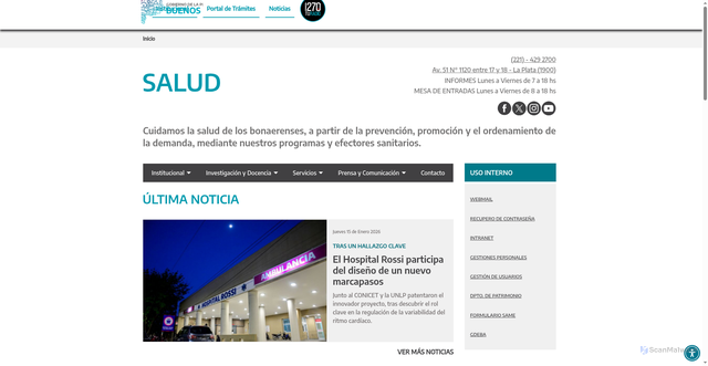 Security scan screenshot of https://www.ms.gba.gov.ar