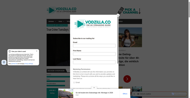 Security scan screenshot of https://vodzilla.co/reviews/true-crime-tuesdays-the-widower/