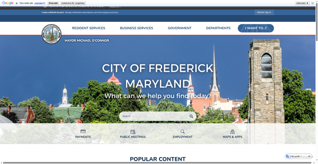 Security scan screenshot of https://cityoffrederickmd.gov/