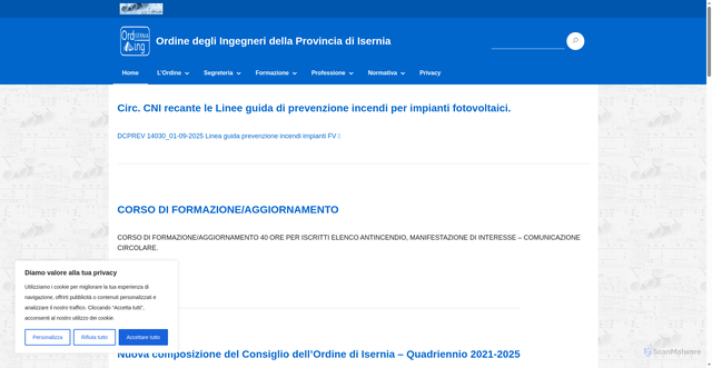 Security scan screenshot of https://www.ordingisernia.it/
