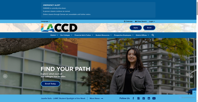 Security scan screenshot of https://laccd.edu
