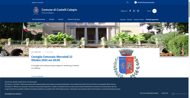Security scan screenshot of https://www.comune.castellicalepio.bg.it/
