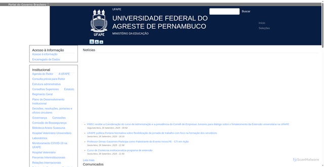 Security scan screenshot of https://ufape.edu.br/