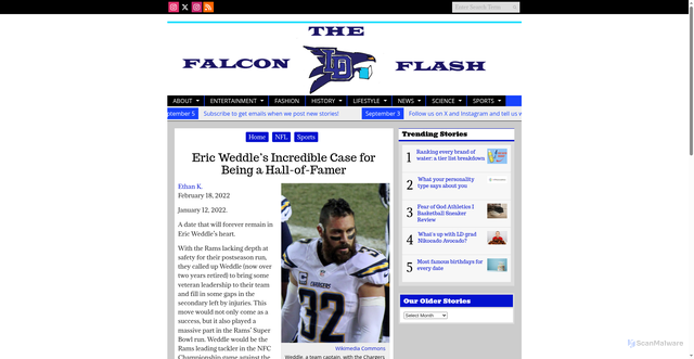 Security scan screenshot of https://www.ldfalconflash.com/5733/sports/5733/UA-47916343-1