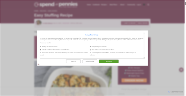 Security scan screenshot of https://www.spendwithpennies.com/easy-stuffing-recipe/