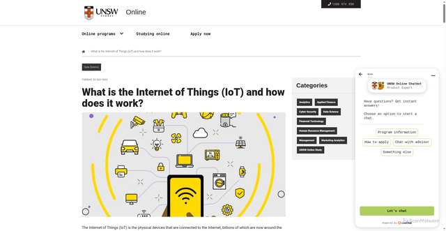 Security scan screenshot of https://studyonline.unsw.edu.au/blog/what-is-iot