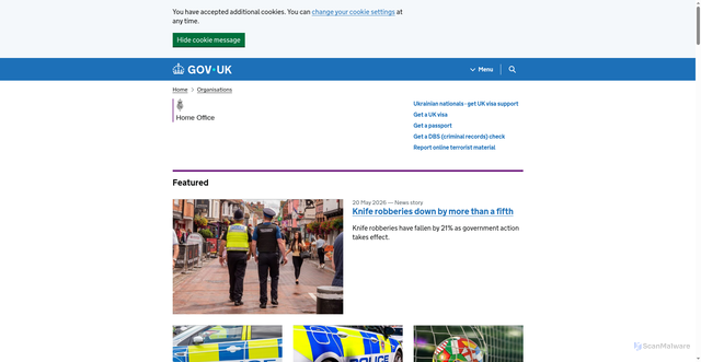 Security scan screenshot of http://www.homeoffice.gov.uk