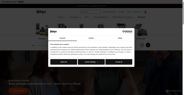 Security scan screenshot of https://ninjakitchen.se/