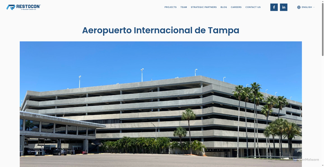 Security scan screenshot of https://www.restocon.com/aeropuerto-internacional-de-tampa