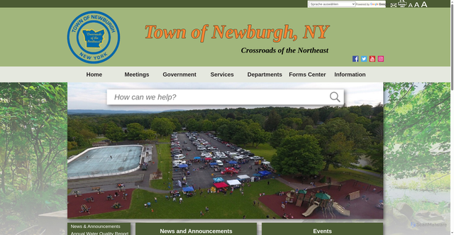 Security scan screenshot of https://www.townofnewburghny.gov/