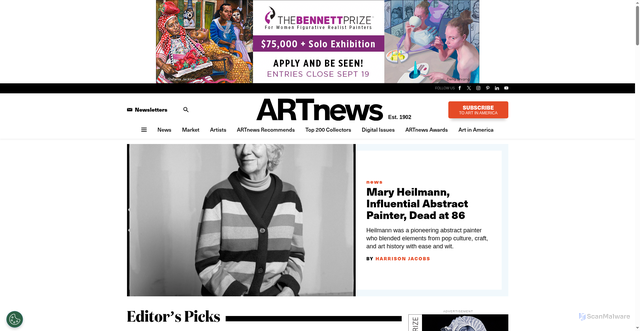 Security scan screenshot of https://artnews.com