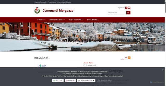 Security scan screenshot of https://comune.mergozzo.vb.it/it-it/home