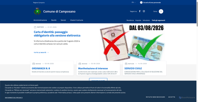Security scan screenshot of https://www.comune.camposano.na.it