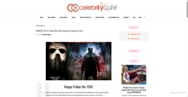 Security scan screenshot of https://thecelebritycafe.com/2018/07/ranked-all-12-friday-the-13th-movies-for-friday-the-13th/