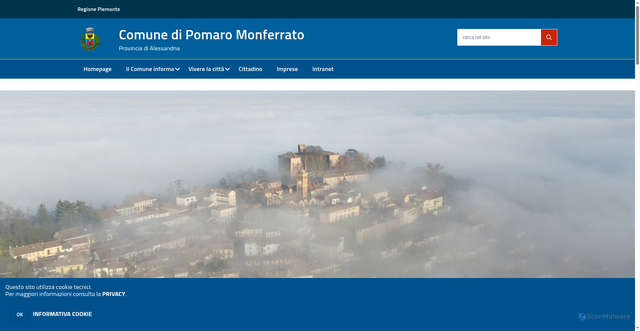 Security scan screenshot of https://www.comune.pomaromonferrato.al.it/hh/index.php