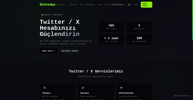 Security scan screenshot of http://botmedya.com/twitter