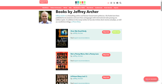 Security scan screenshot of https://fivebooks.com/people/jeffrey-archer/