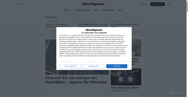 Security scan screenshot of https://motormagasinet.se