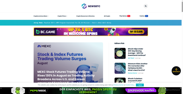 Security scan screenshot of https://www.newsbtc.com