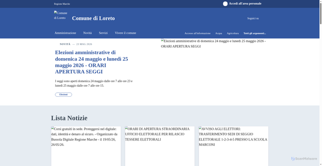 Security scan screenshot of https://www.comune.loreto.an.it/