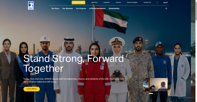 Security scan screenshot of https://adnoc.ae